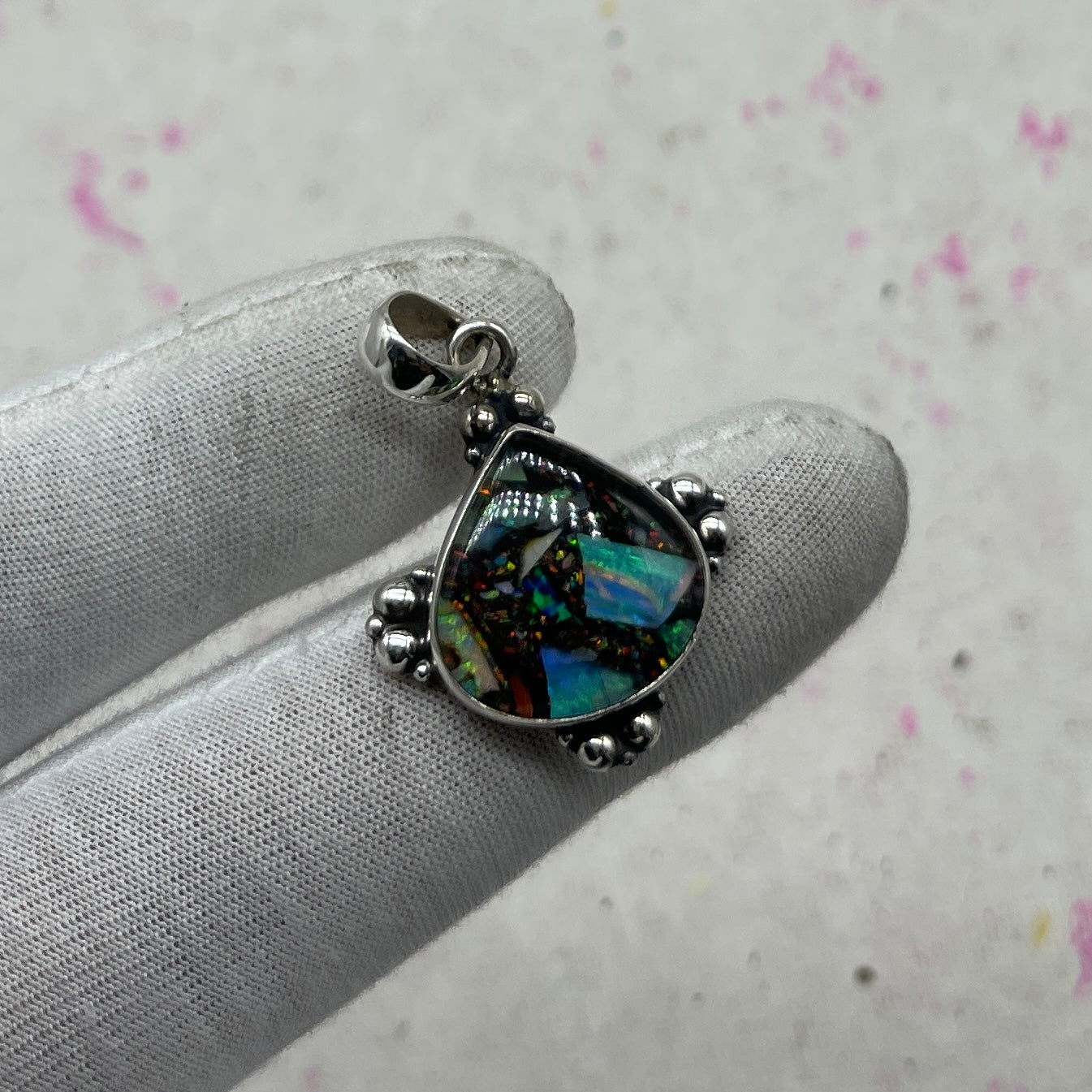 Resin Glass 925 Sterling Silver Pendant – Contemporary Handmade Pendant