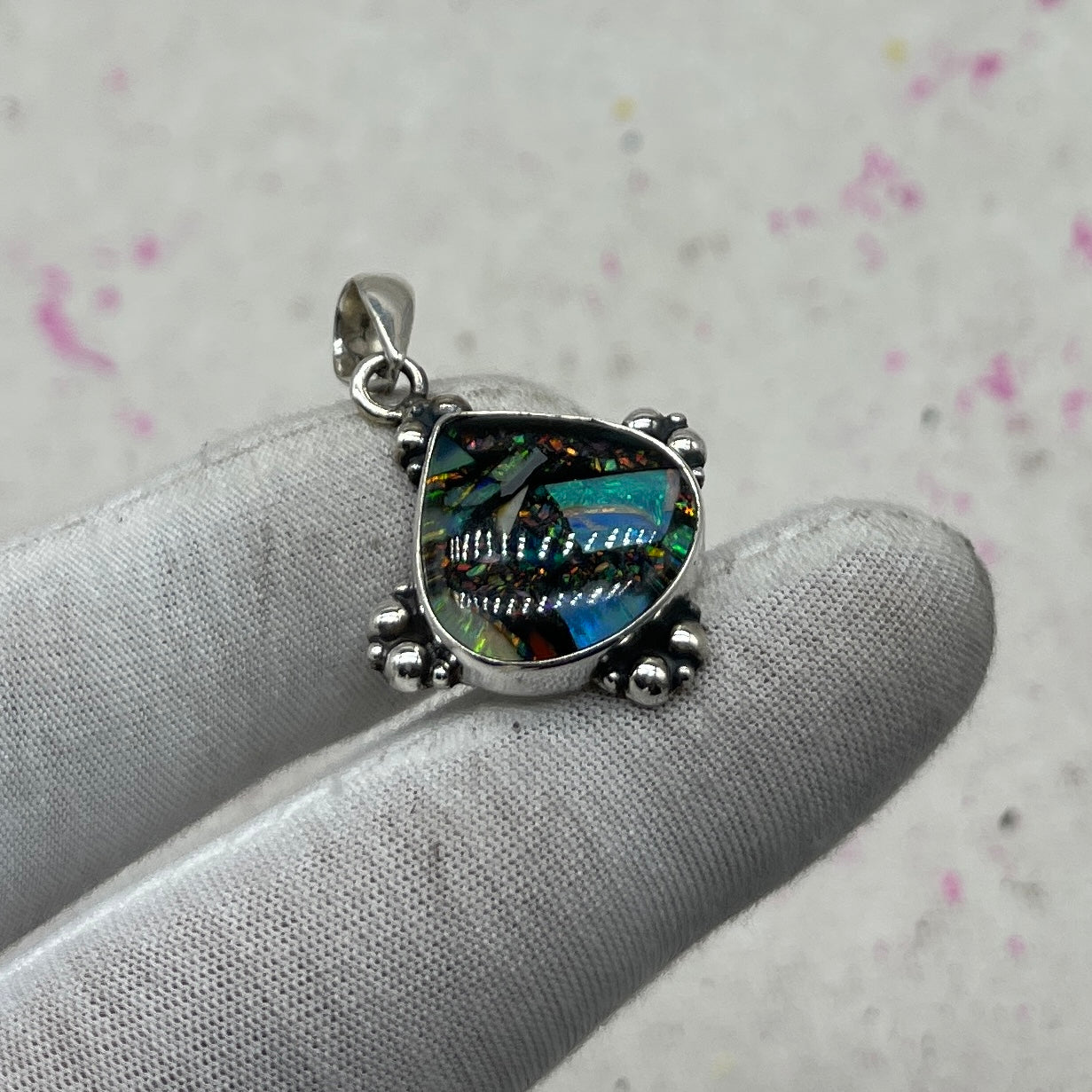 Resin Glass 925 Sterling Silver Pendant – Contemporary Handmade Pendant