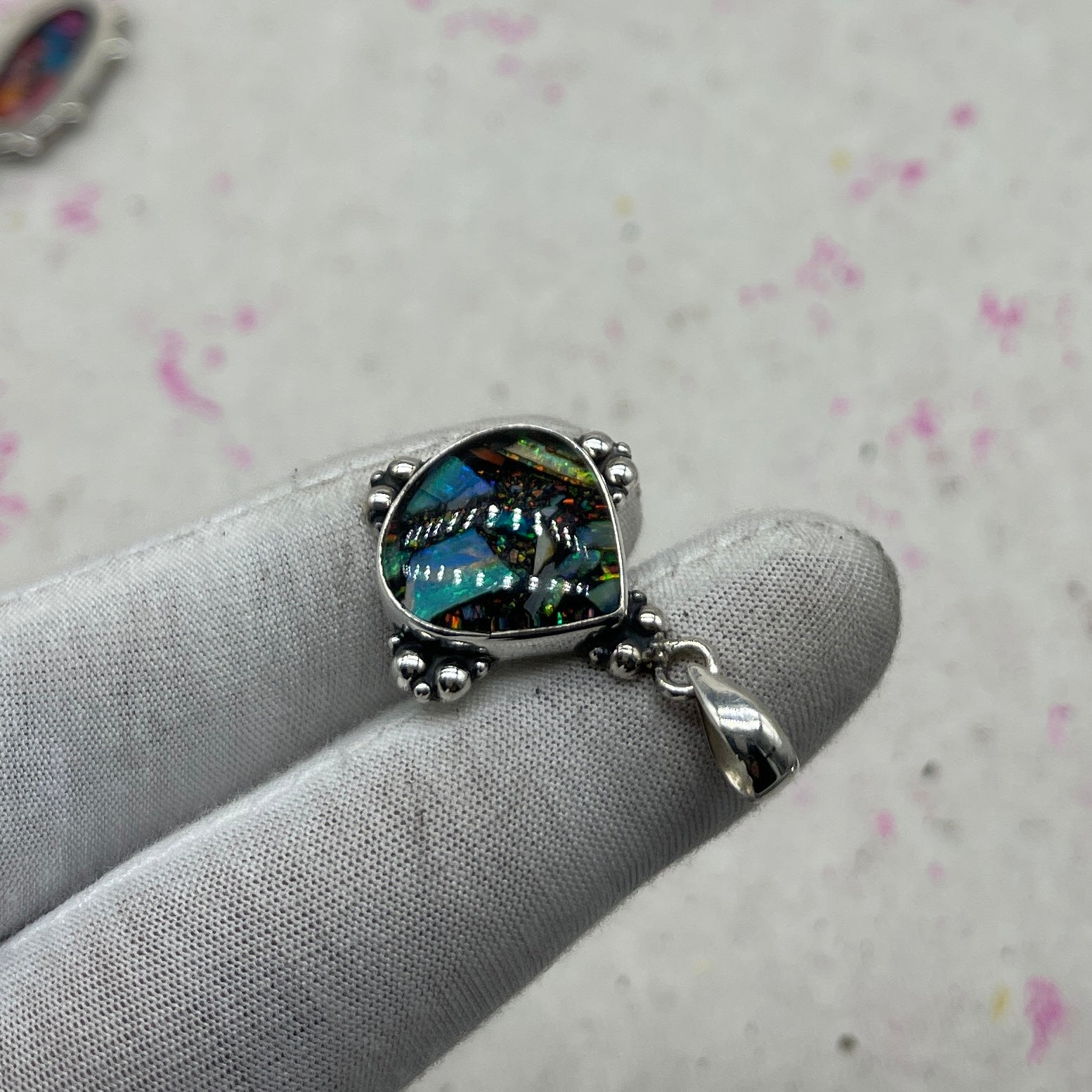 Resin Glass 925 Sterling Silver Pendant – Contemporary Handmade Pendant