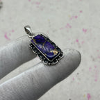 Purple Mohave Turquoise 925 Sterling Silver Pendant – Handmade Bohemian Jewelry