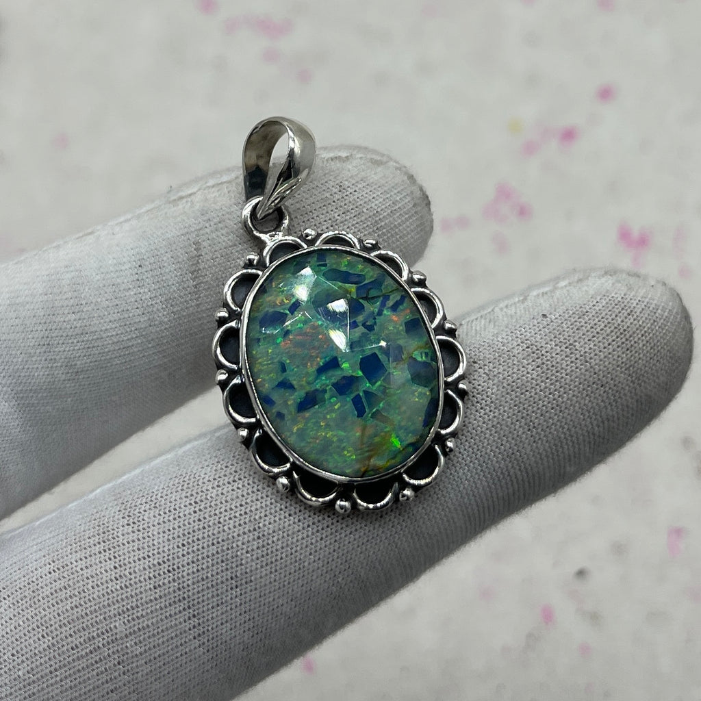 Resin Glass 925 Sterling Silver Pendant – Modern Artisan Designer Jewelry