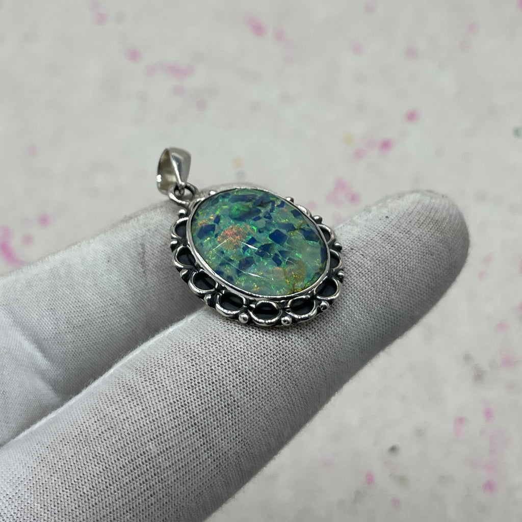 Resin Glass 925 Sterling Silver Pendant – Modern Artisan Designer Jewelry