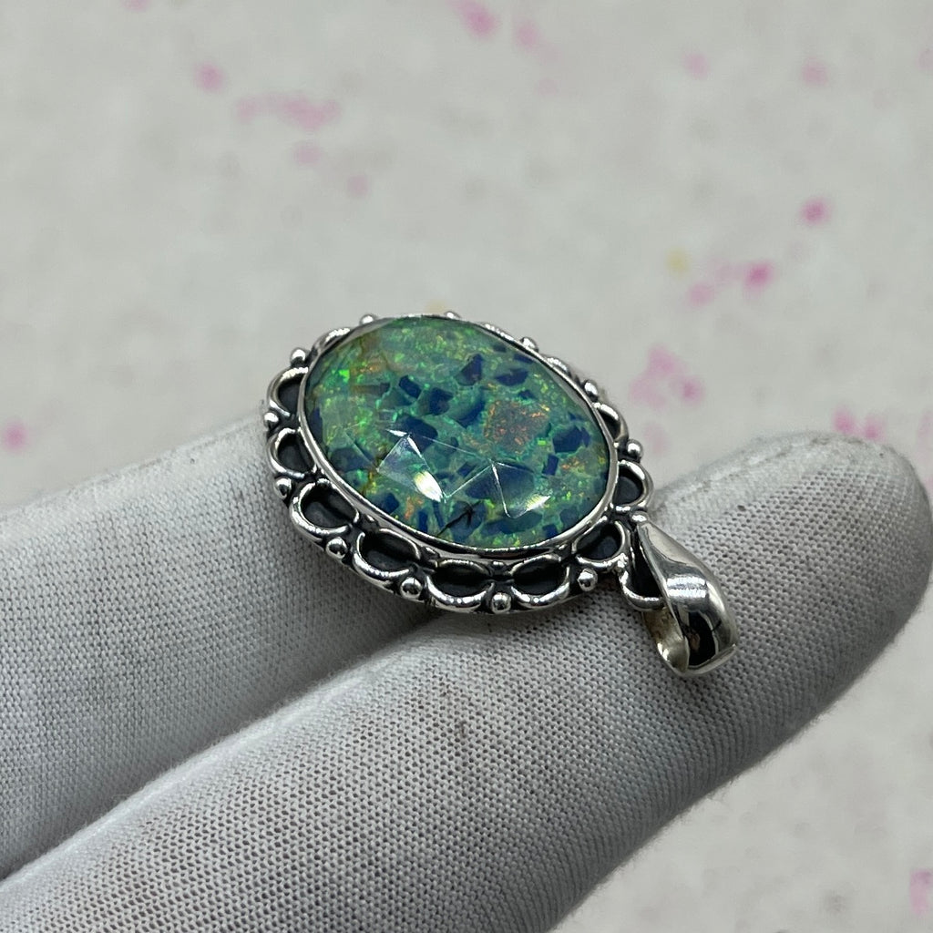 Resin Glass 925 Sterling Silver Pendant – Modern Artisan Designer Jewelry