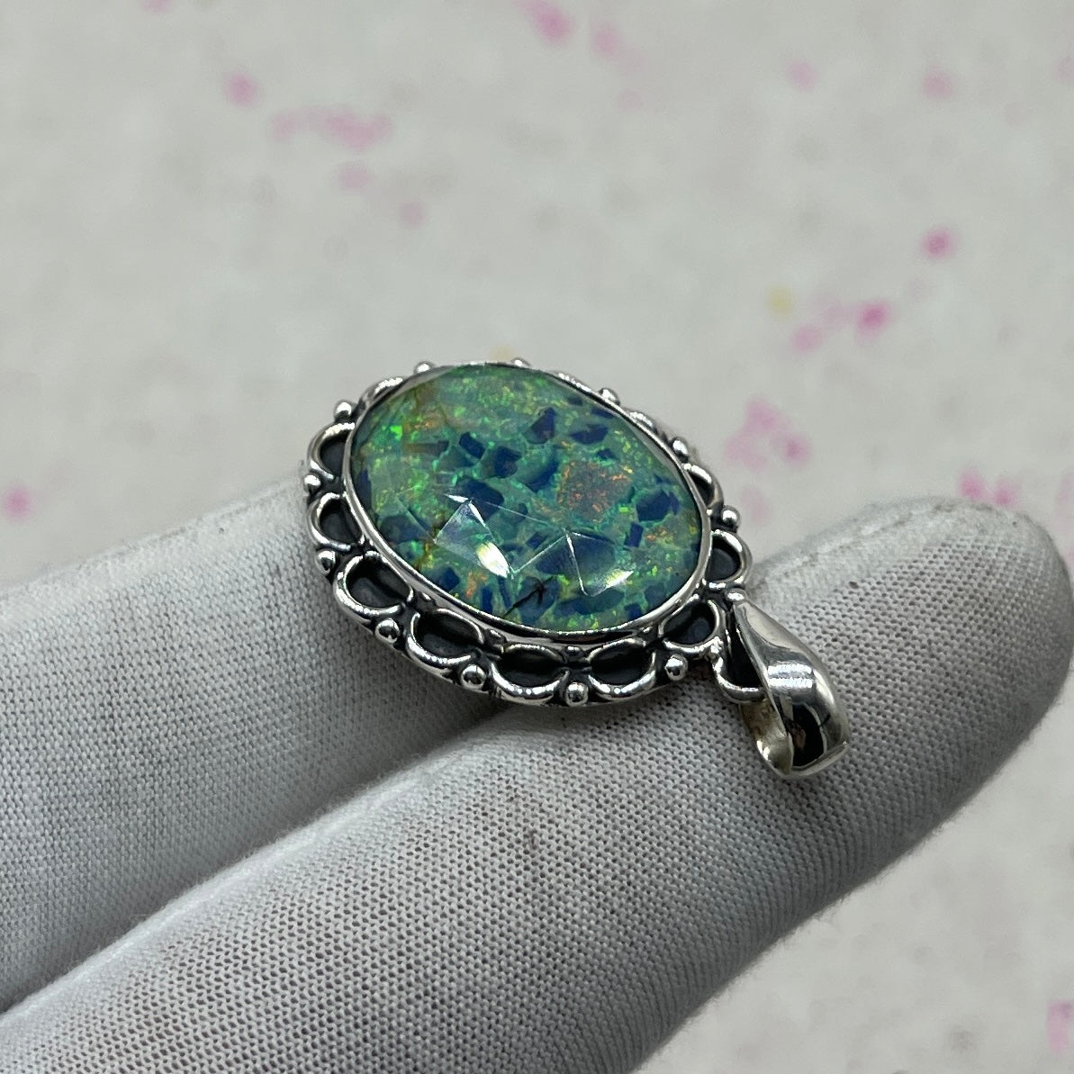 Resin Glass 925 Sterling Silver Pendant – Modern Artisan Designer Jewelry