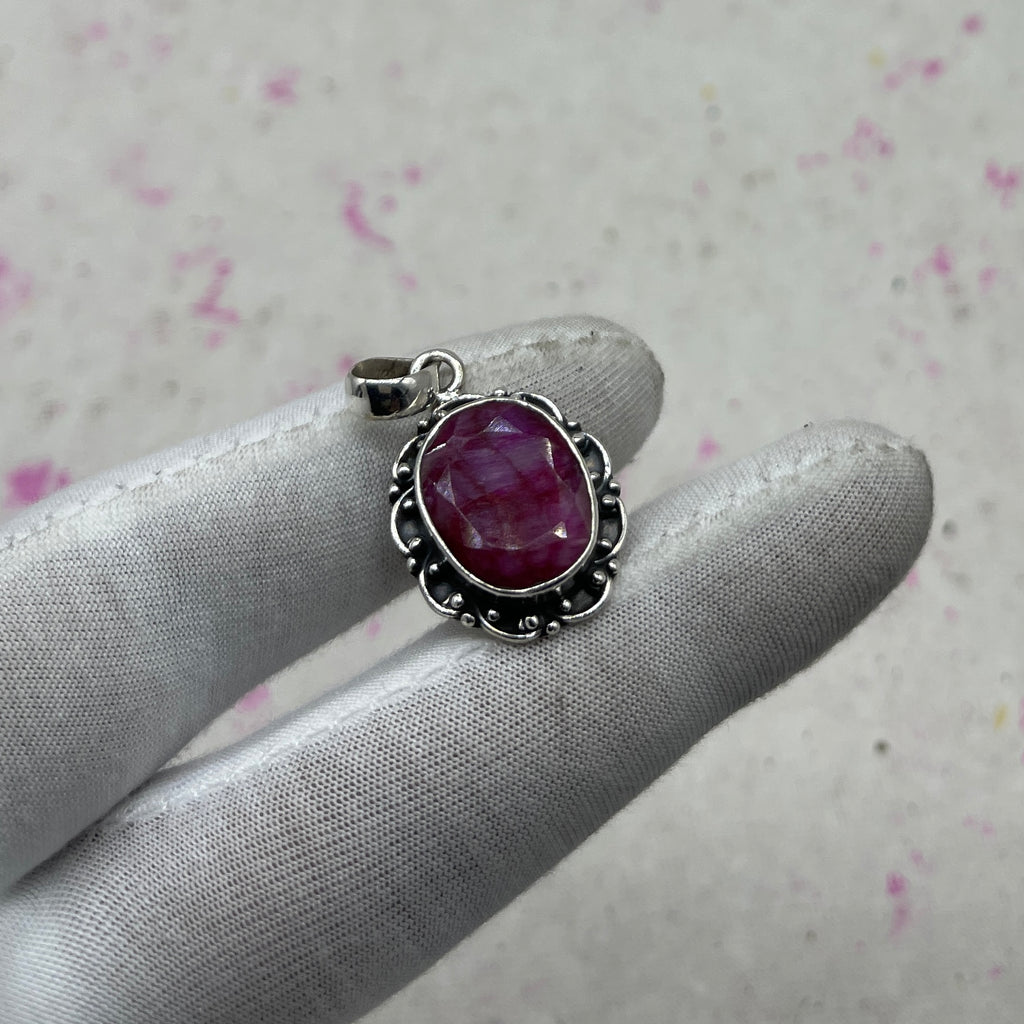 Ruby 925 Sterling Silver Pendant – Classic Handmade Designer Jewelry