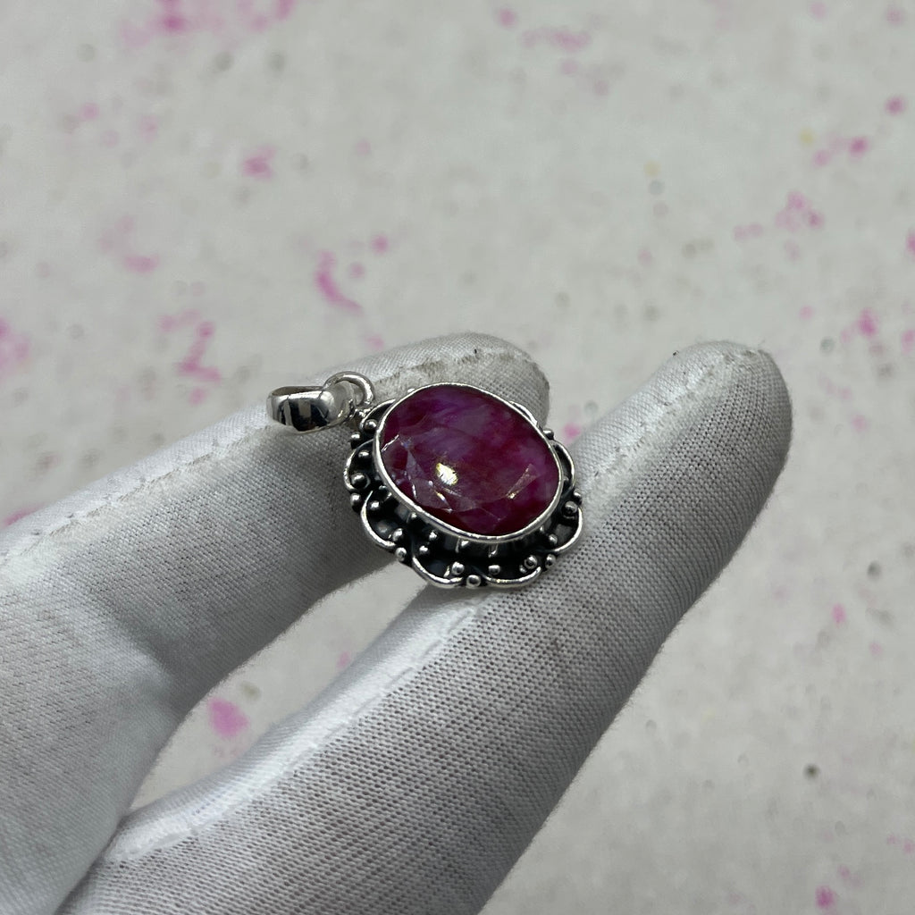 Ruby 925 Sterling Silver Pendant – Classic Handmade Designer Jewelry
