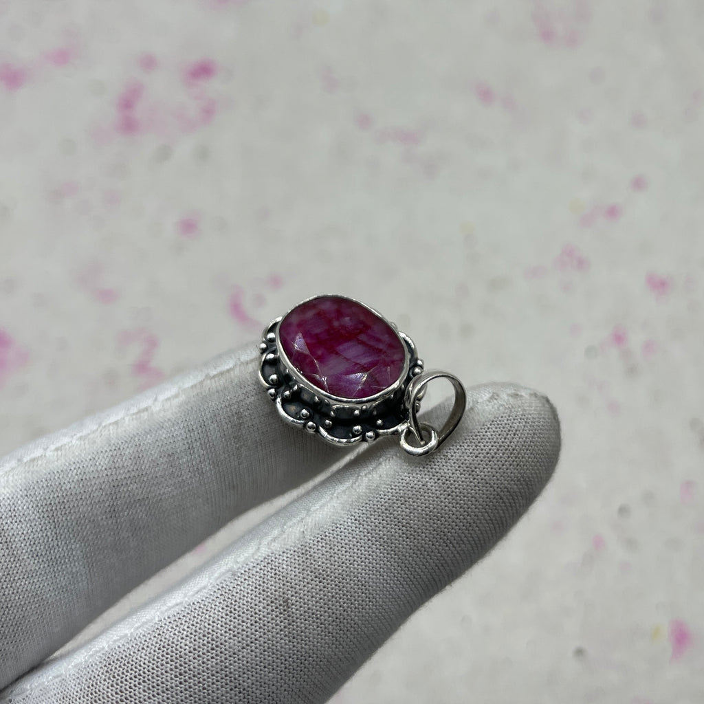 Ruby 925 Sterling Silver Pendant – Classic Handmade Designer Jewelry