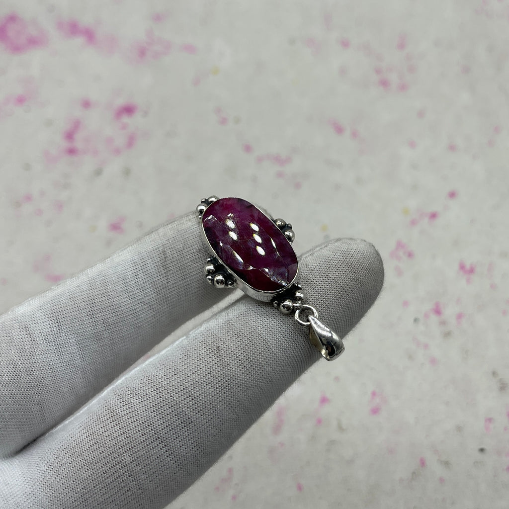 Ruby 925 Sterling Silver Pendant – Elegant Bohemian Silver Jewelry