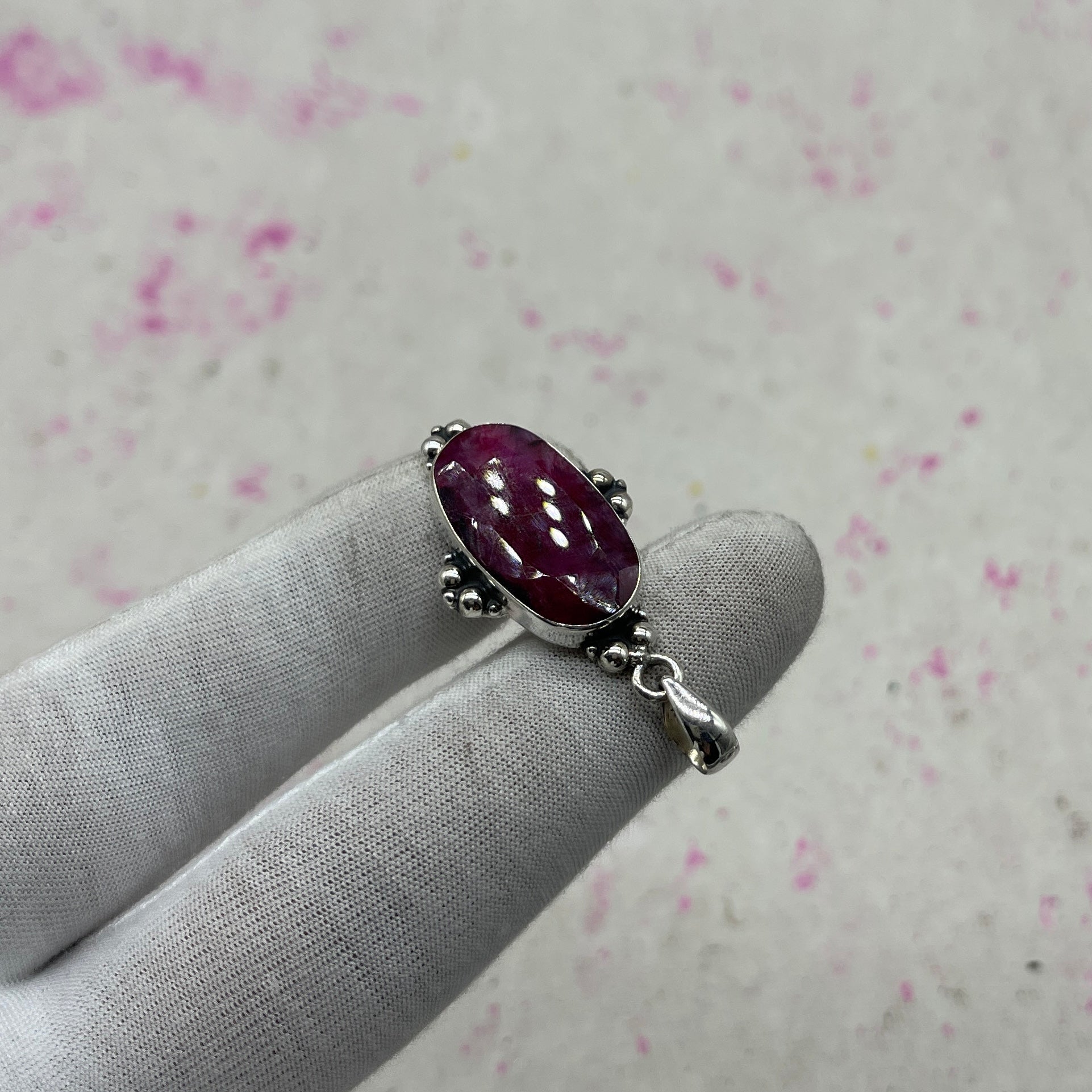 Ruby 925 Sterling Silver Pendant – Elegant Bohemian Silver Jewelry