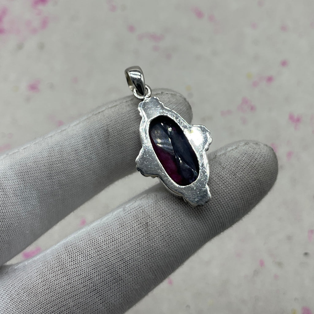 Ruby 925 Sterling Silver Pendant – Elegant Bohemian Silver Jewelry
