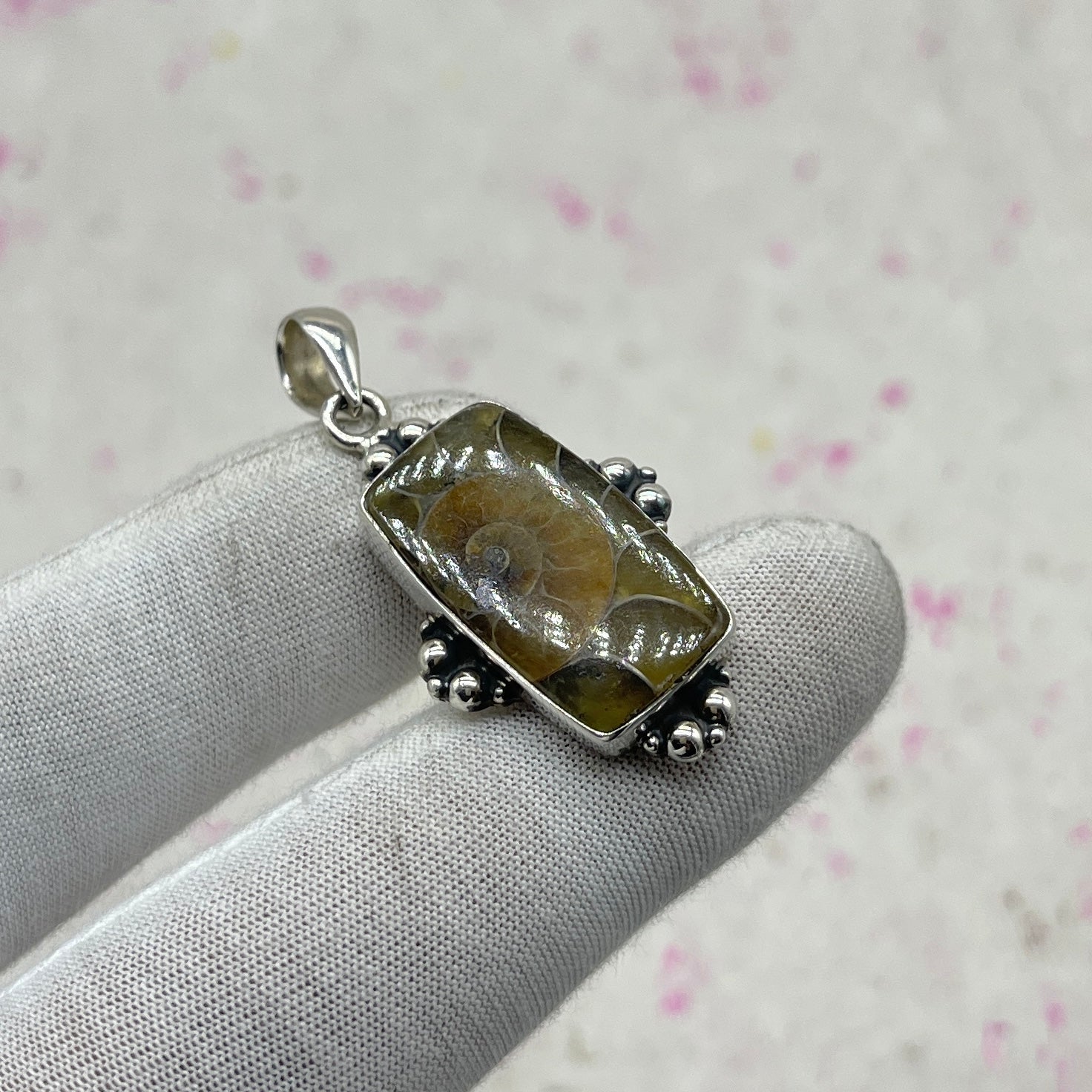 Ammonite Shell 925 Sterling Silver Pendant – Fossil Handmade Boho Jewelry