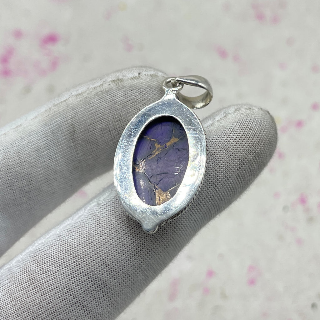Purple Mohave Turquoise 925 Sterling Silver Pendant – Handmade Bohemian Jewelry