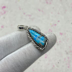 Blue Mohave Turquoise 925 Sterling Silver Pendant – Handmade Nepali Bohemian Southwestern Jewelry