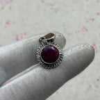 Dyed Ruby 925 Sterling Silver Pendant – Handmade Artisan Boho Designer Jewelry