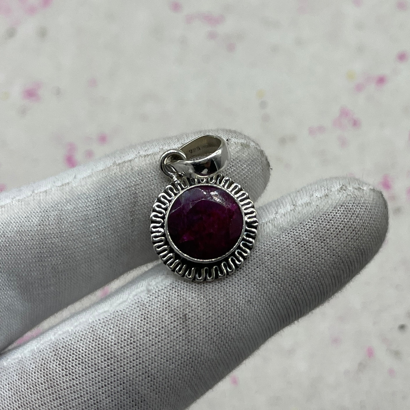 Dyed Ruby 925 Sterling Silver Pendant – Handmade Artisan Boho Designer Jewelry