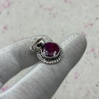 Dyed Ruby 925 Sterling Silver Pendant – Handmade Artisan Boho Designer Jewelry