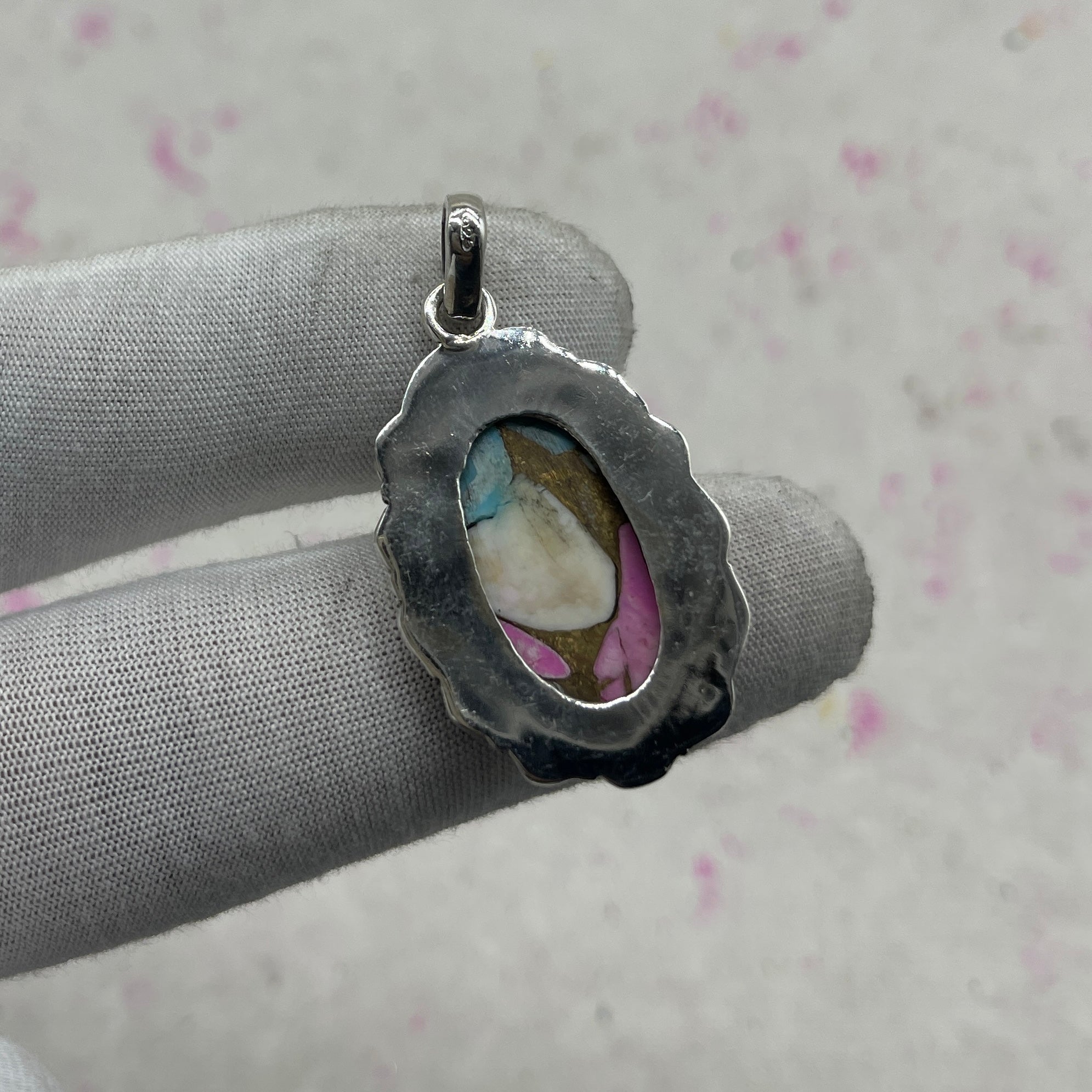 Cotton Candy Turquoise 925 Sterling Silver Pendant – Handmade Designer Jewelry