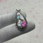 Cotton Candy Turquoise 925 Sterling Silver Pendant – Handmade Nepali Bohemian Statement Jewelry