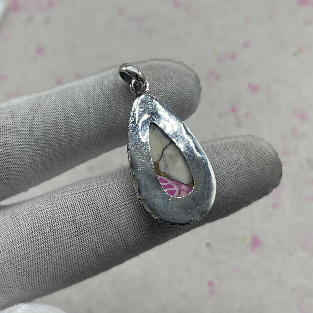 Cotton Candy Turquoise 925 Sterling Silver Pendant – Handmade Nepali Bohemian Statement Jewelry