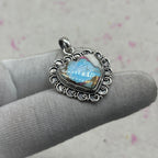 Cotton Candy Turquoise 925 Sterling Silver Pendant – Southwestern Style Pendant