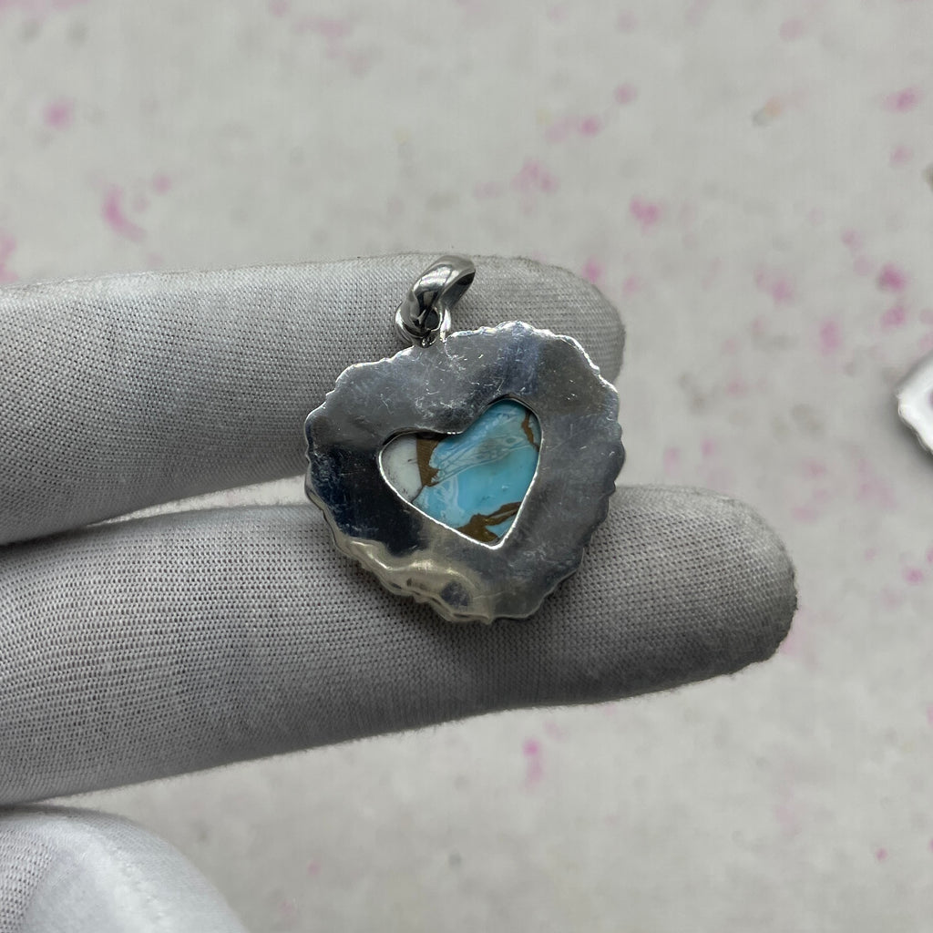 Cotton Candy Turquoise 925 Sterling Silver Pendant – Southwestern Style Pendant