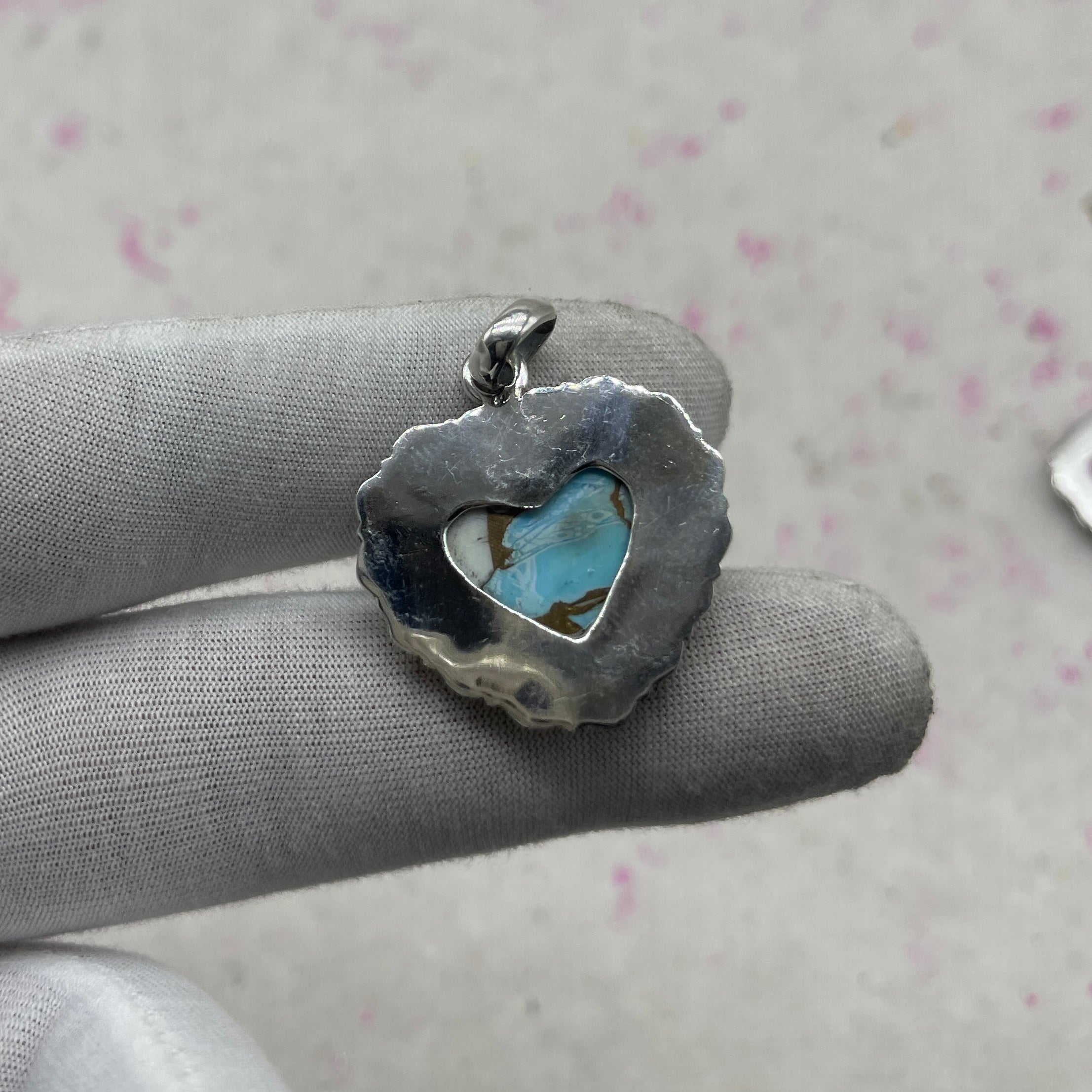 Cotton Candy Turquoise 925 Sterling Silver Pendant – Southwestern Style Pendant