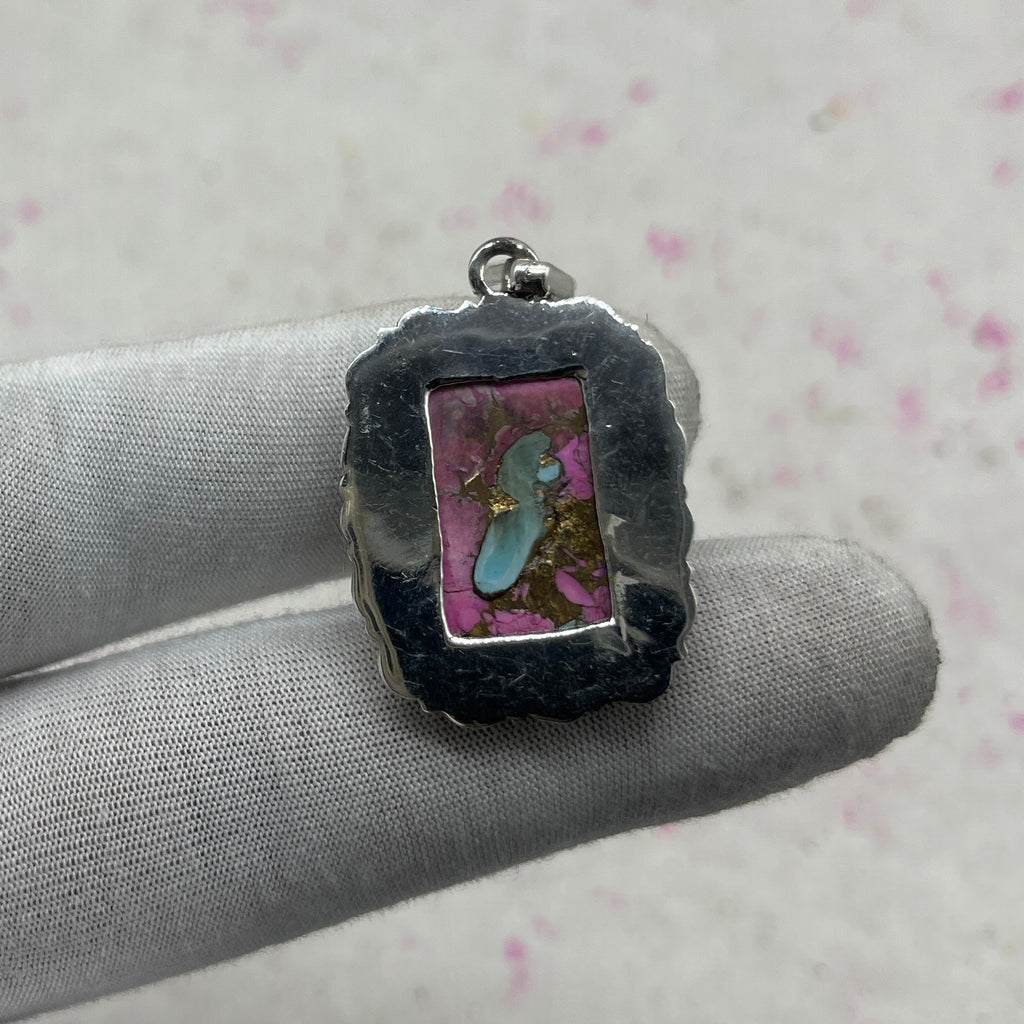 Cotton Candy Turquoise 925 Sterling Silver Pendant – Handmade Designer Festival Jewelry