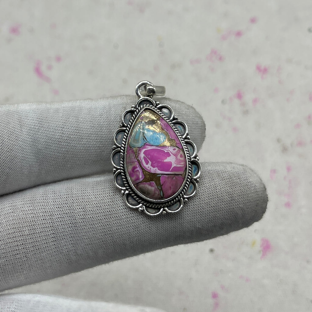 Cotton Candy Turquoise 925 Sterling Silver Pendant – Artisan Silver Jewelry