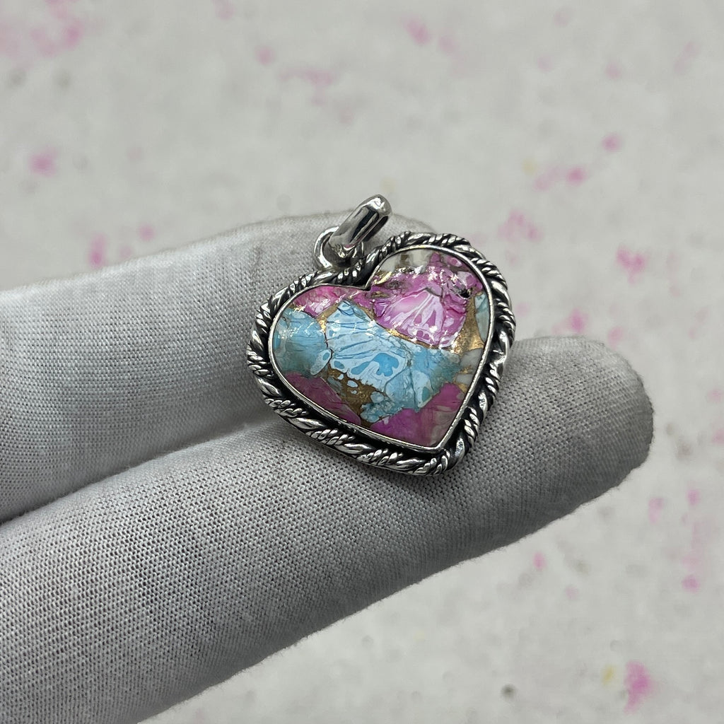 Cotton Candy Turquoise 925 Sterling Silver Pendant – Unique Bohemian Silver Jewelry