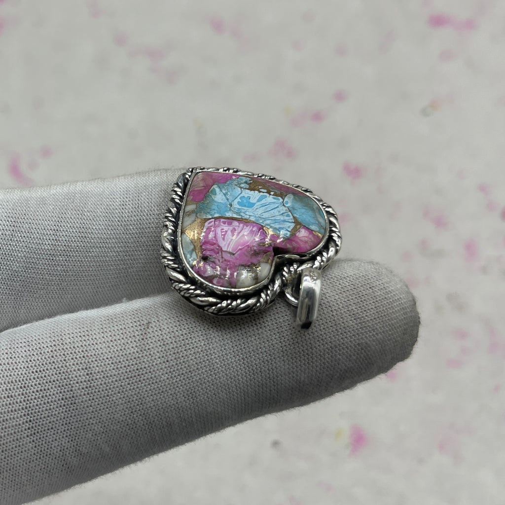 Cotton Candy Turquoise 925 Sterling Silver Pendant – Unique Bohemian Silver Jewelry