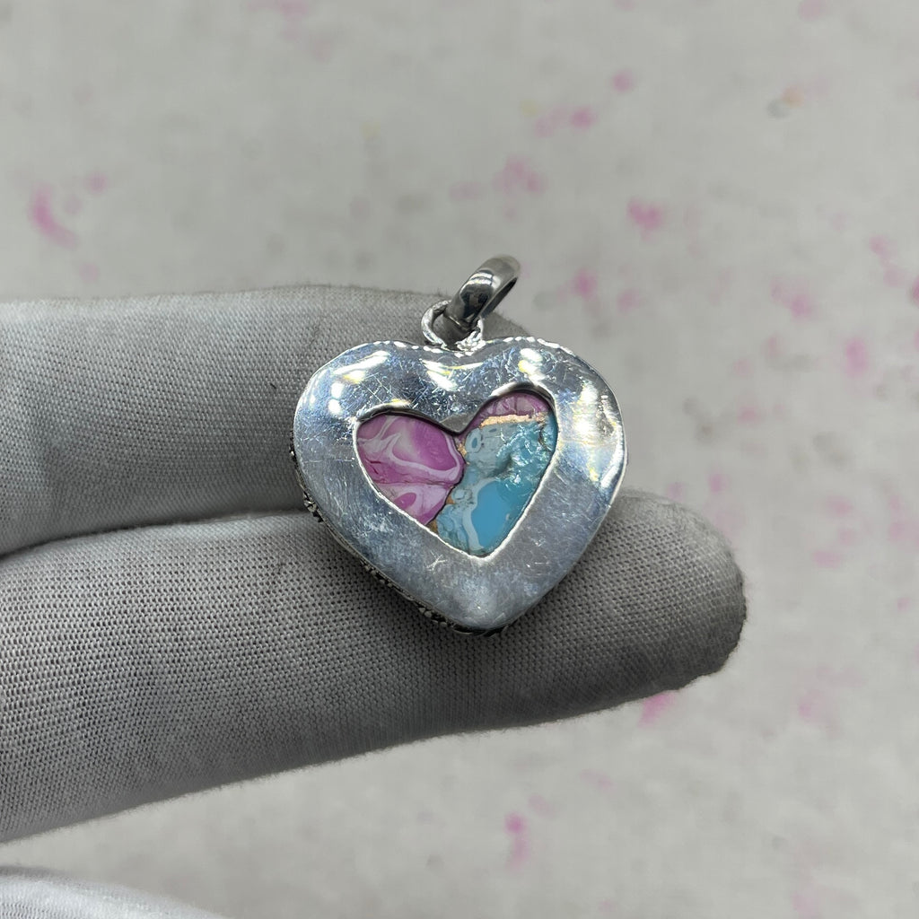 Cotton Candy Turquoise 925 Sterling Silver Pendant – Unique Bohemian Silver Jewelry