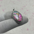Cotton Candy Turquoise 925 Sterling Silver Pendant – Unique Boho Pendant