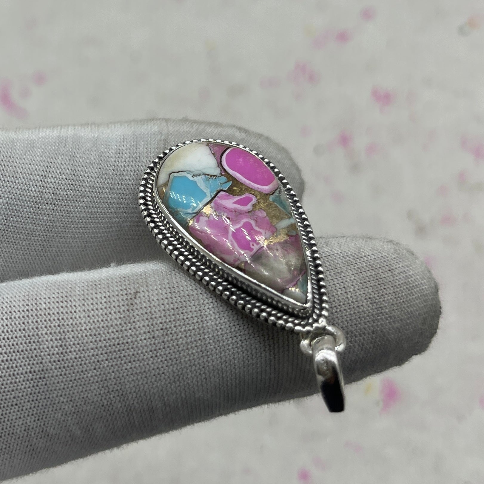 Cotton Candy Turquoise 925 Sterling Silver Pendant – Southwestern Artisan Pendant
