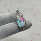 Cotton Candy Turquoise 925 Sterling Silver Pendant – Handmade Nepali Silver Jewelry