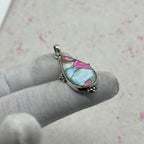 Cotton Candy Turquoise 925 Sterling Silver Pendant – Handmade Nepali Silver Jewelry