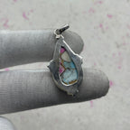 Cotton Candy Turquoise 925 Sterling Silver Pendant – Handmade Nepali Silver Jewelry