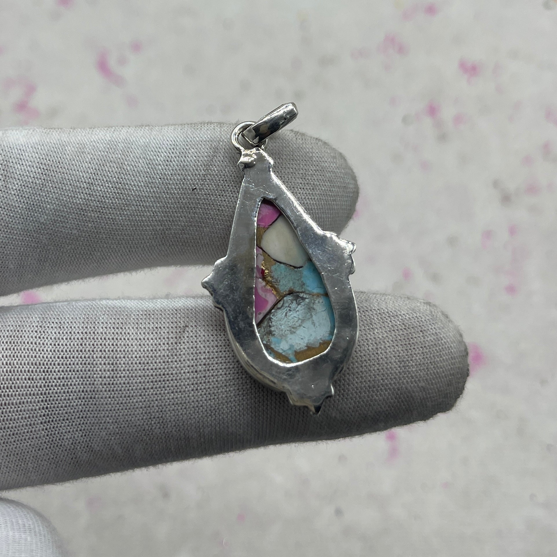 Cotton Candy Turquoise 925 Sterling Silver Pendant – Handmade Nepali Silver Jewelry
