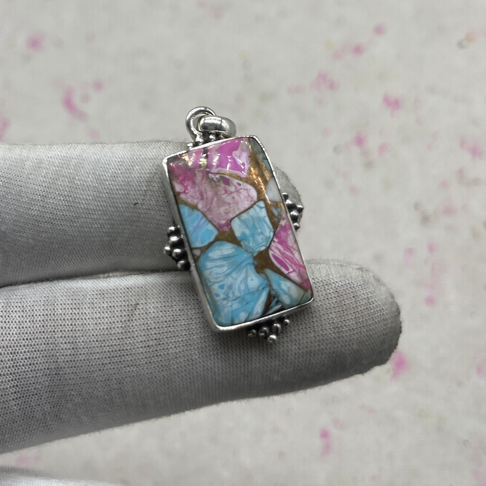 Cotton Candy Turquoise 925 Sterling Silver Pendant – Designer Silver Jewelry