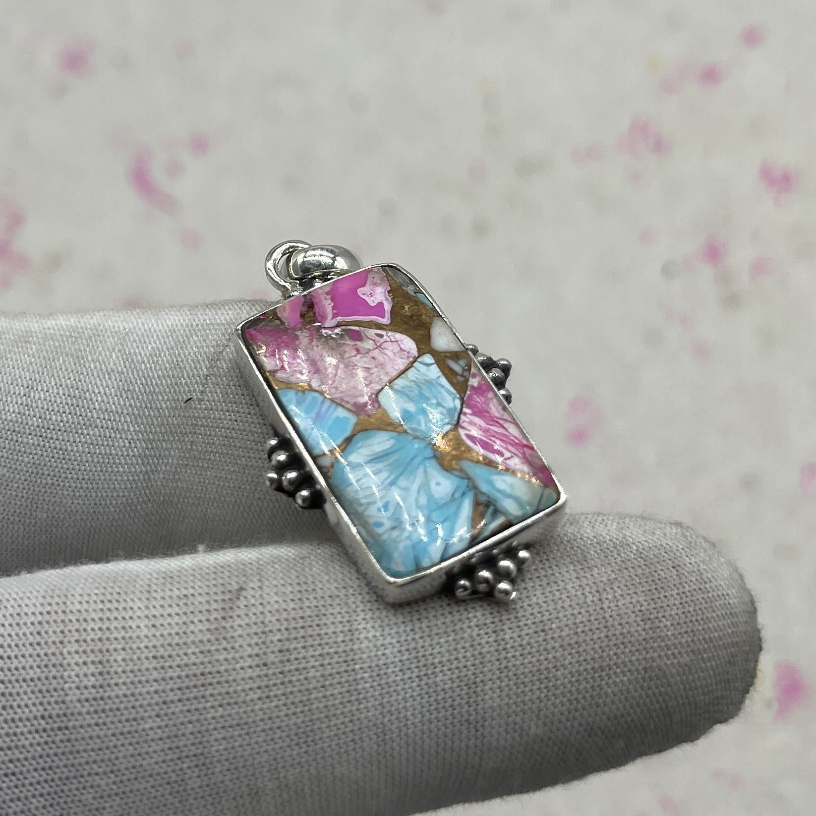 Cotton Candy Turquoise 925 Sterling Silver Pendant – Designer Silver Jewelry