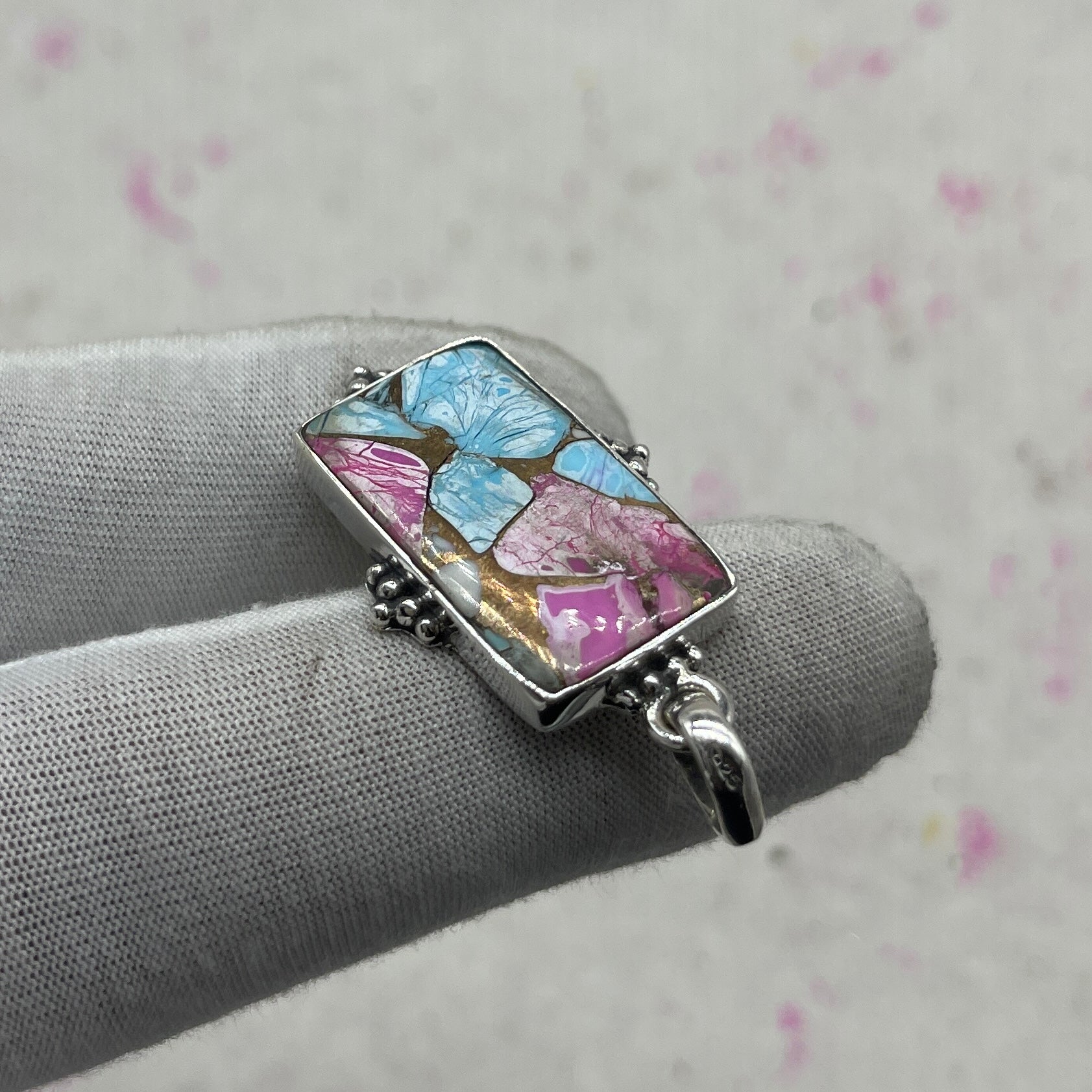 Cotton Candy Turquoise 925 Sterling Silver Pendant – Designer Silver Jewelry