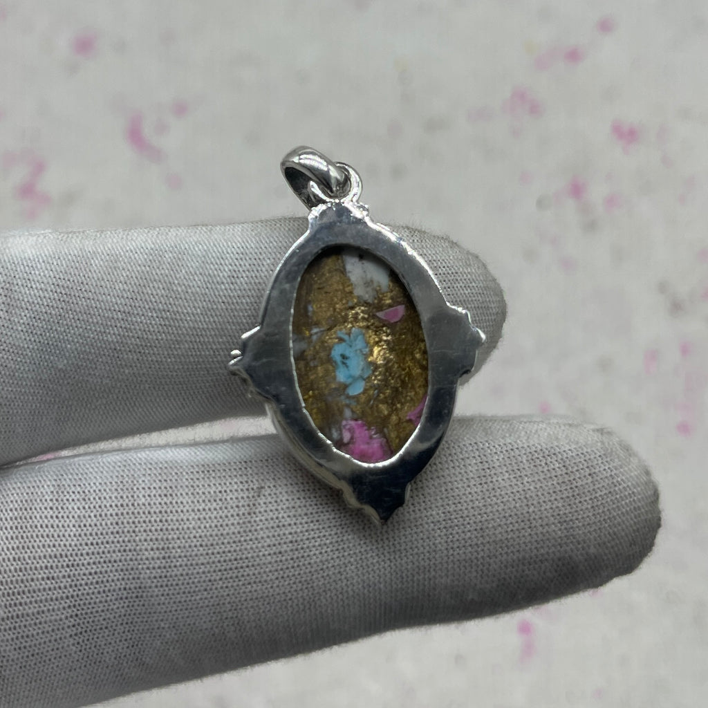 Cotton Candy Turquoise 925 Sterling Silver Pendant – Festival Style Pendant