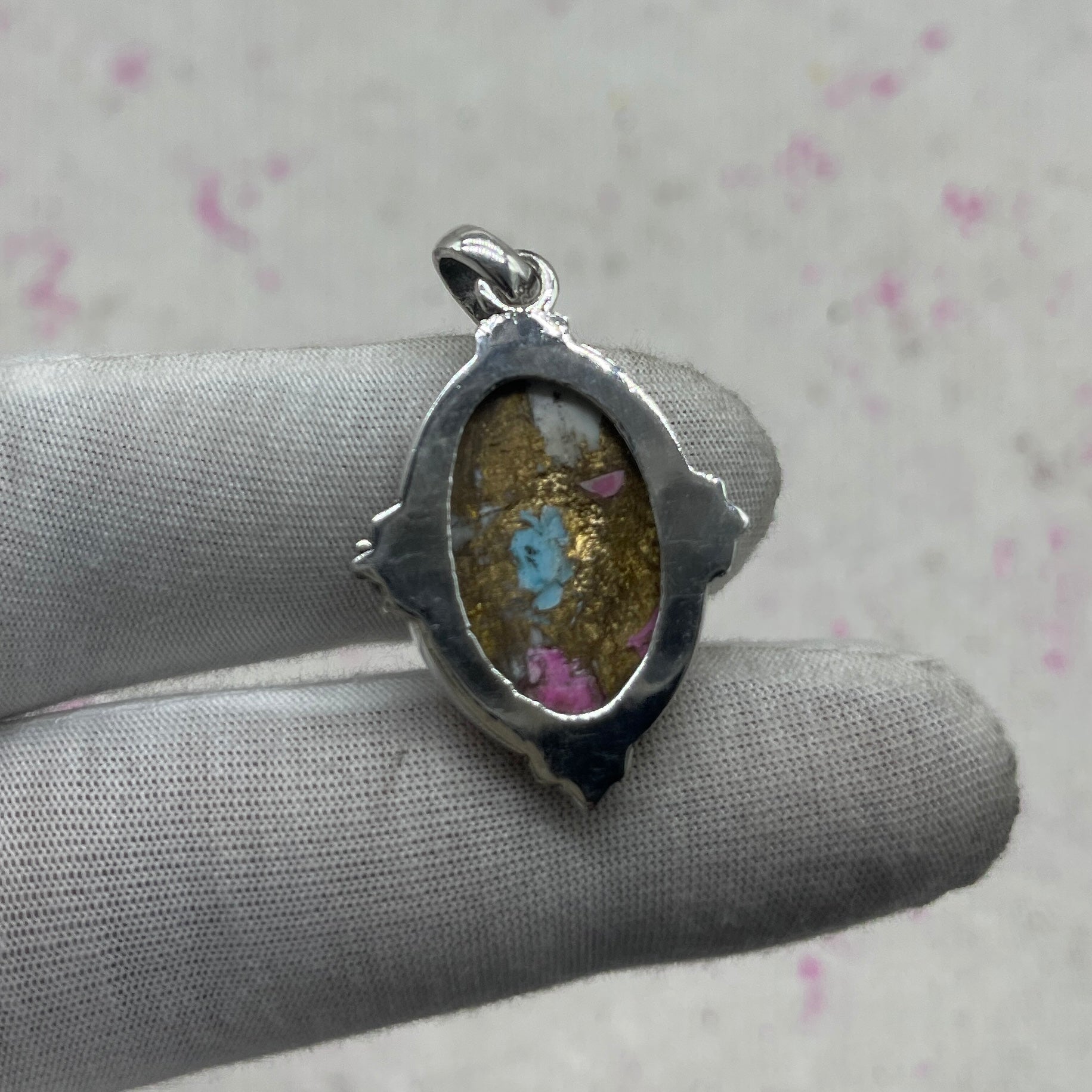 Cotton Candy Turquoise 925 Sterling Silver Pendant – Festival Style Pendant
