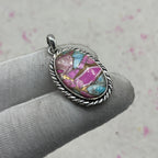 Cotton Candy Turquoise 925 Sterling Silver Pendant – Boho Chic Jewelry