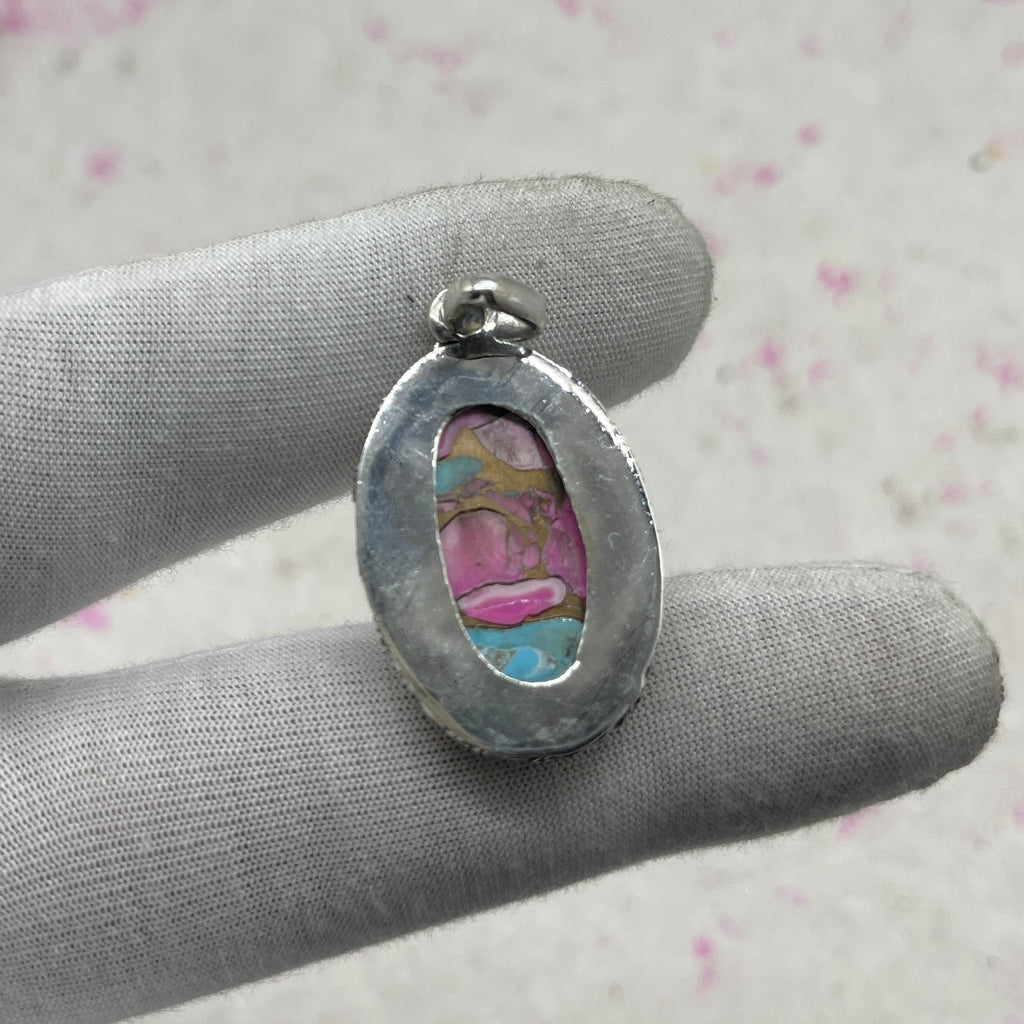 Cotton Candy Turquoise 925 Sterling Silver Pendant – Boho Chic Jewelry