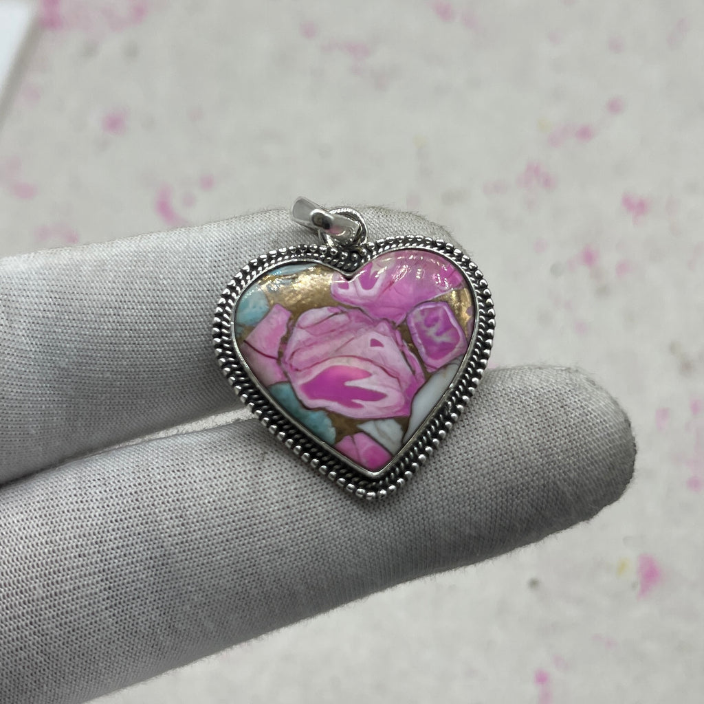 Cotton Candy Turquoise 925 Sterling Silver Pendant – Boho Chic Designer Pendant