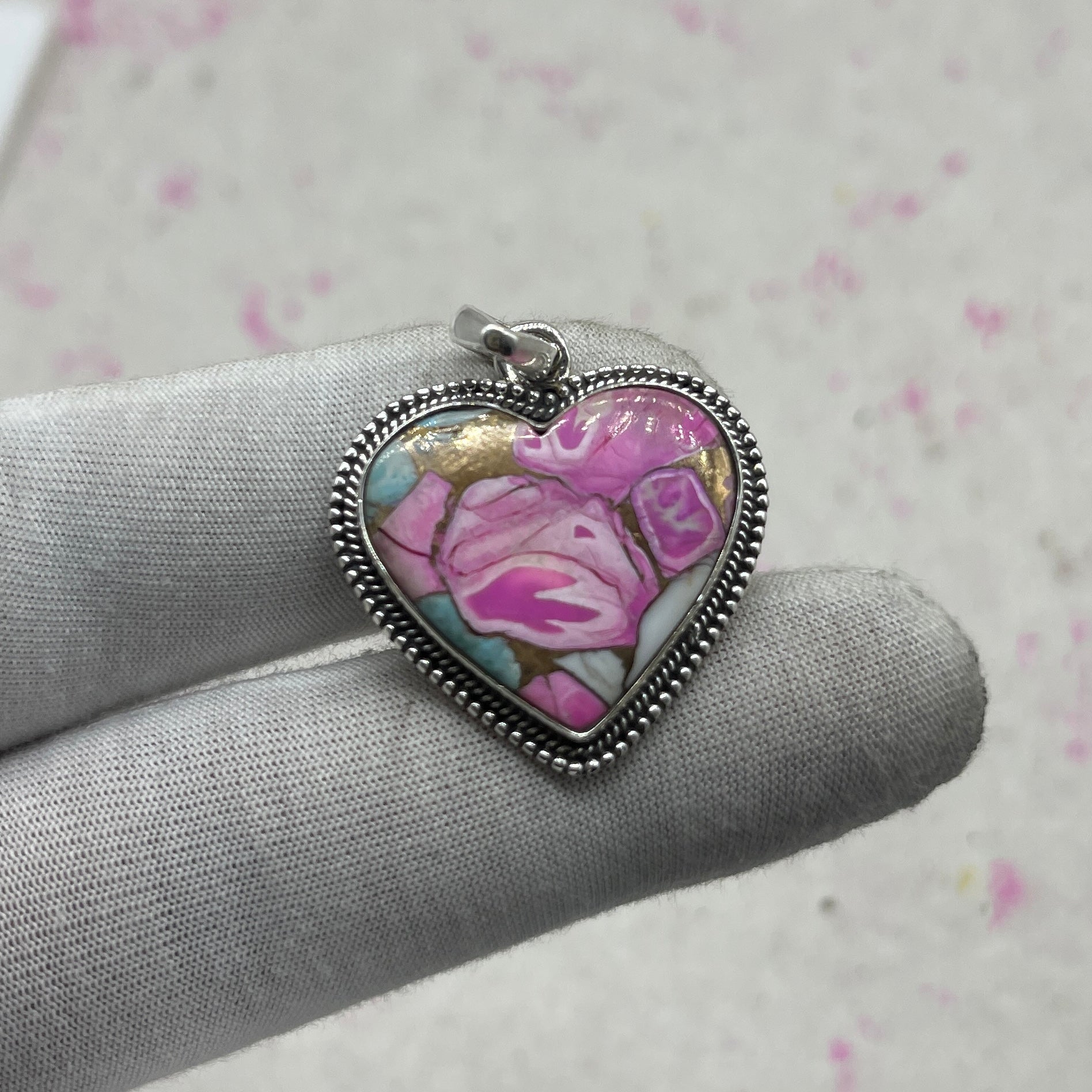 Cotton Candy Turquoise 925 Sterling Silver Pendant – Boho Chic Designer Pendant