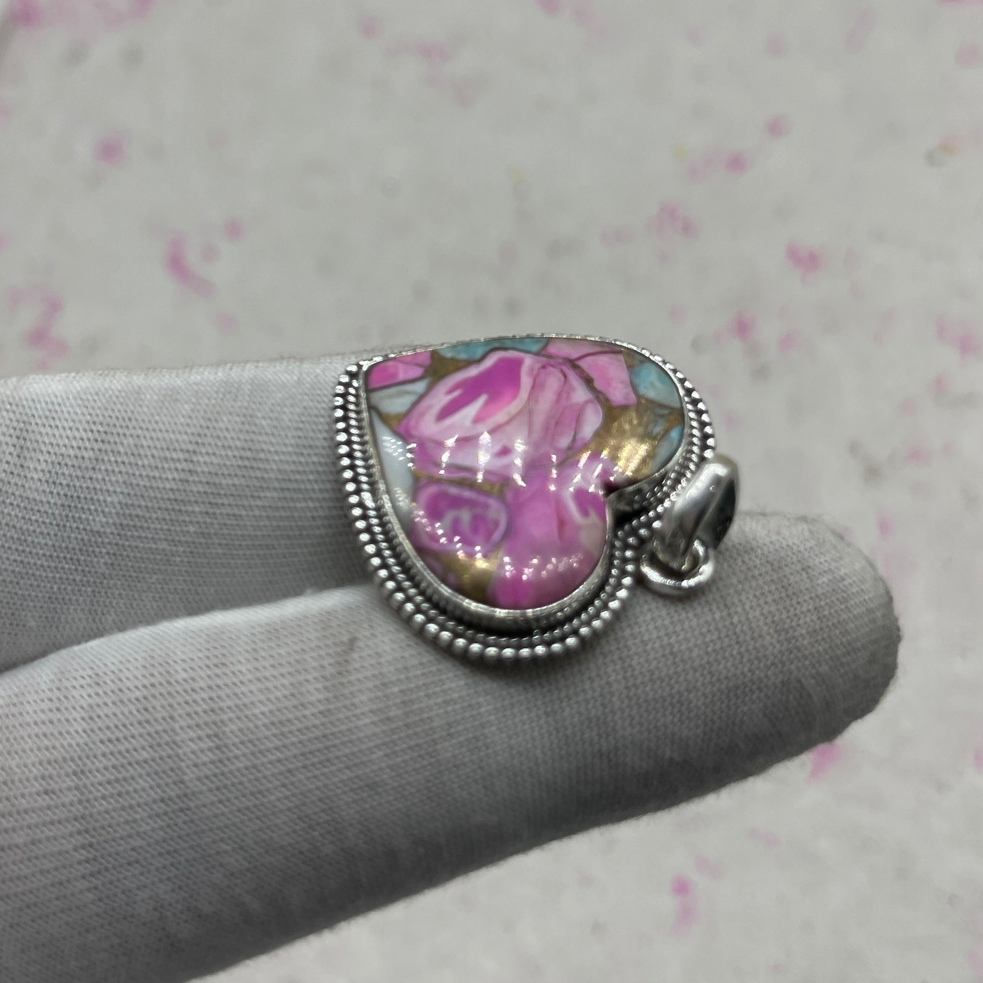 Cotton Candy Turquoise 925 Sterling Silver Pendant – Boho Chic Designer Pendant