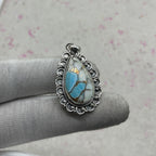 Cotton Candy Turquoise 925 Sterling Silver Pendant – Handmade Festival Jewelry