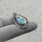 Cotton Candy Turquoise 925 Sterling Silver Pendant – Handmade Festival Jewelry