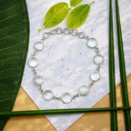 Handmade 925 Sterling Silver Aquamarine Bracelet Round Shape Gemstone Jewelry